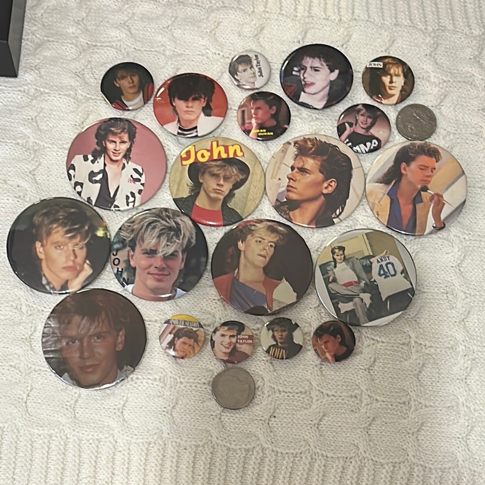 Vintage John Taylor Button Pin Set Duran Duran music